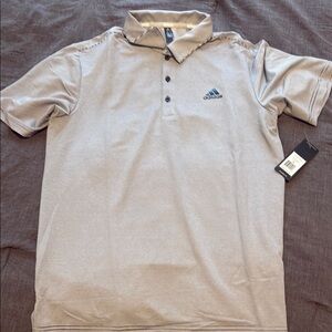 Adidas Men's Black and White Stripped Golf Polo